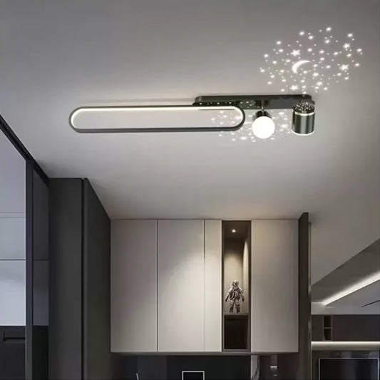 Lustra LED  MEISSUN 44W, Liniara, lumina Rece/Calda/Neutra, Negru