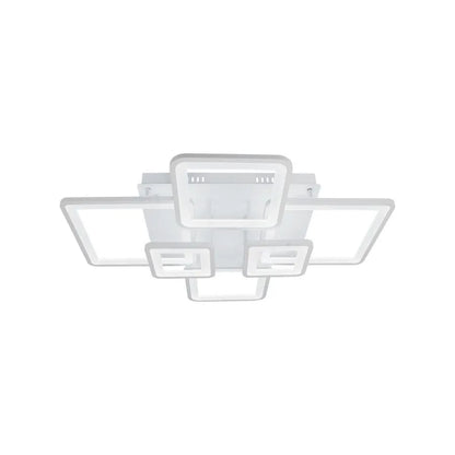 Lustra LED cu telecomanda ELLA 124W, 6 Patrate, lumina Rece/Calda/Neutra, Dimabila, Alb