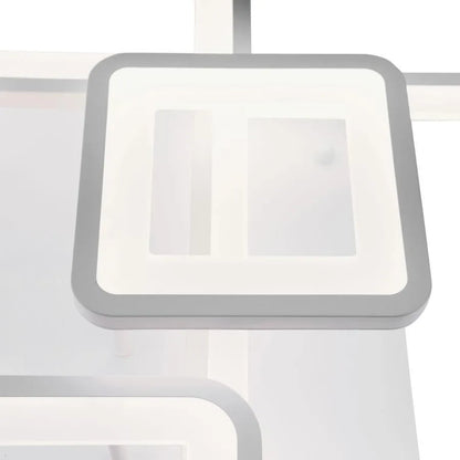 Lustra LED cu telecomanda ELLA 124W, 6 Patrate, lumina Rece/Calda/Neutra, Dimabila, Alb