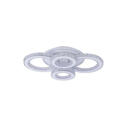 Lustra LED cu telecomanda si cristal NOVA ROTONDA RGB 86W, 4 Cercuri, lumina Rece/Calda/Neutra, Dimabila, Alb