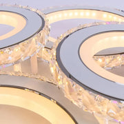 Lustra LED cu telecomanda si cristal NOVA ROTONDA RGB 86W, 4 Cercuri, lumina Rece/Calda/Neutra, Dimabila, Alb