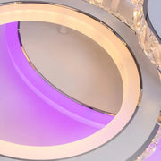 Lustra LED cu telecomanda si cristal NOVA ROTONDA RGB 86W, 4 Cercuri, lumina Rece/Calda/Neutra, Dimabila, Alb