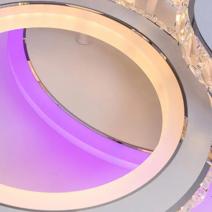 Lustra LED cu telecomanda si cristal NOVA ROTONDA RGB 86W, 4 Cercuri, lumina Rece/Calda/Neutra, Dimabila, Alb