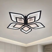 Lustra LED cu telecomanda DALIA 96W, 5 Petale, lumina Rece/Calda/Neutra, Dimabila, Negru