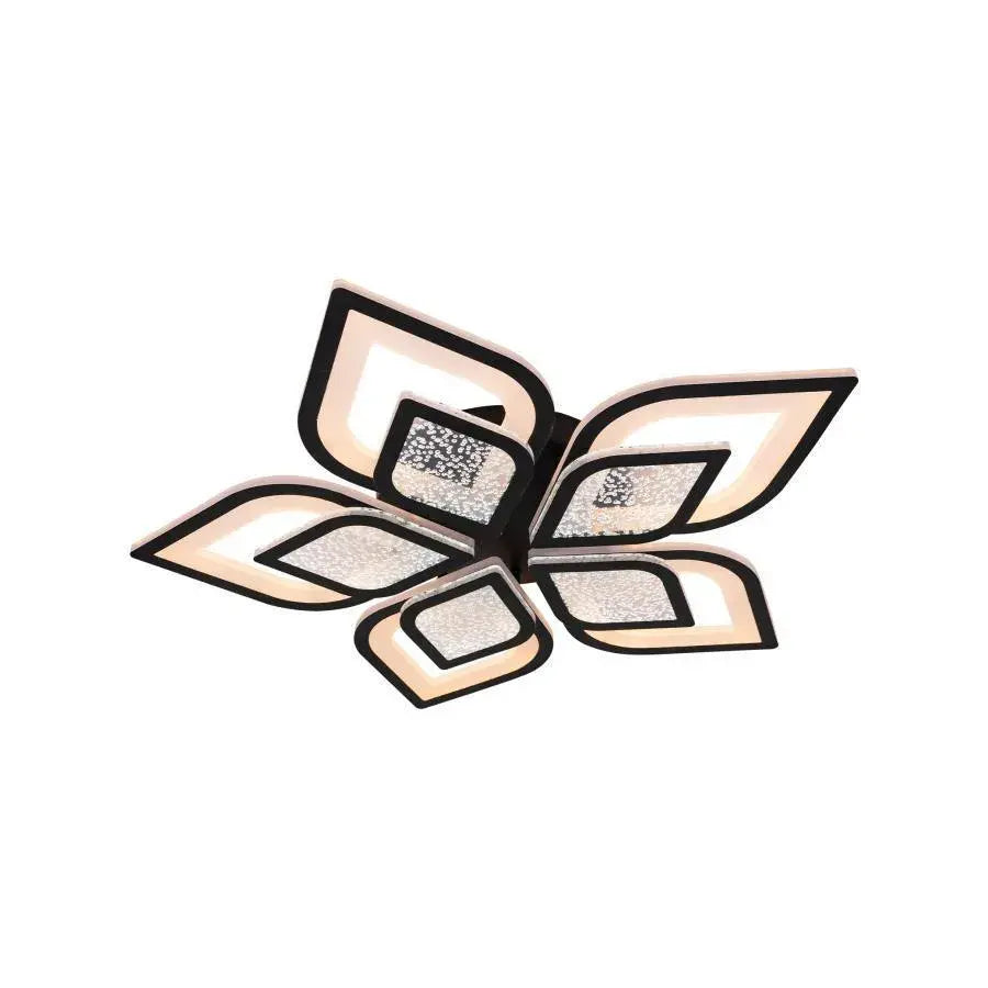 Lustra LED cu telecomanda DALIA 96W, 5 Petale, lumina Rece/Calda/Neutra, Dimabila, Negru