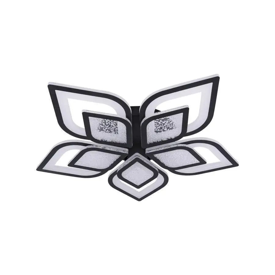 Lustra LED cu telecomanda DALIA 96W, 5 Petale, lumina Rece/Calda/Neutra, Dimabila, Negru