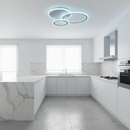 Lustra LED cu telecomanda LUCY 45W, 3 Cercuri, lumina Rece/Calda/Neutra, Dimabila, Alb
