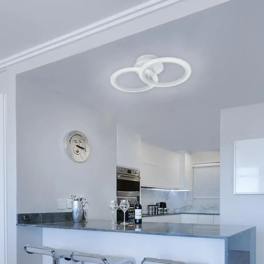 Lustra LED cu telecomanda BETTY 28W, 2 Cercuri, lumina Rece/Calda/Neutra, Dimabila, Alb