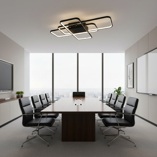 Lustra LED IANUSIS cu telecomanda  95W, 3 Elemente, lumina Rece/Calda/Neutra, Dimabila, Negru