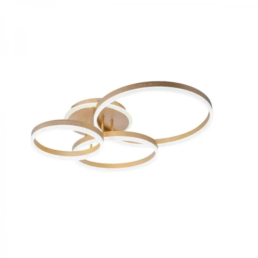 Lustra LED cu telecomanda LYRA 100W, 3 Cercuri, lumina Rece/Calda/Neutra, Dimabila, Auriu Periat