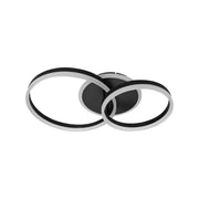 Lustra LED cu telecomanda LYRA 80W, 2 Cercuri, lumina Rece/Calda/Neutra, Dimabila, Negru