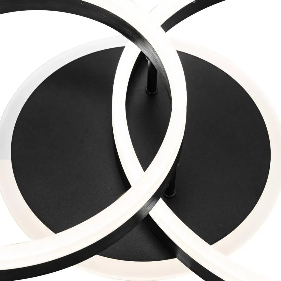 Lustra LED cu telecomanda LYRA 80W, 2 Cercuri, lumina Rece/Calda/Neutra, Dimabila, Negru