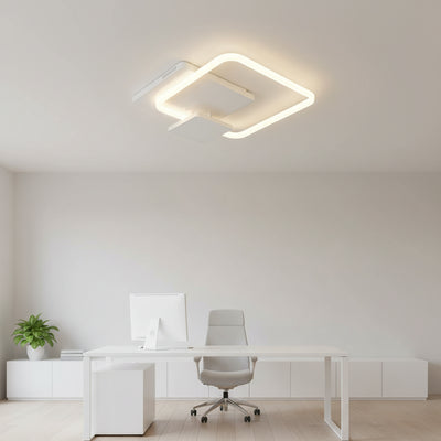 Lustra LED cu telecomanda ANEMONA 71W, 3 Patrate, lumina Rece/Calda/Neutra, Dimabila, Alb, Metal si Acril