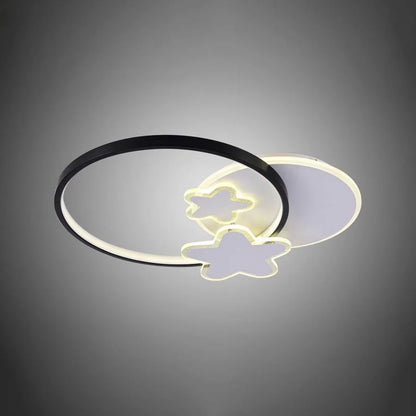 Lustra LED cu telecomanda SANDRINA 106W, Stea, lumina Rece/Calda/Neutra, Dimabila, Negru Alb