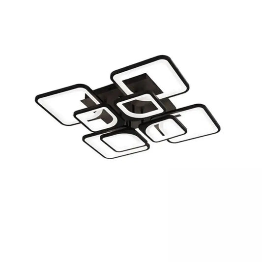 Lustra LED cu telecomanda FELY 192W, 8 Patrate, lumina Rece/Calda/Neutra, Dimabila, Alb