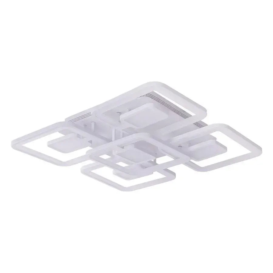 Lustra LED cu telecomanda FELIX 107W, 5 Patrate, lumina Rece/Calda/Neutra, Dimabila, Alb