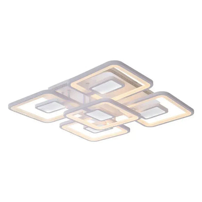 Lustra LED cu telecomanda FELIX 107W, 5 Patrate, lumina Rece/Calda/Neutra, Dimabila, Alb