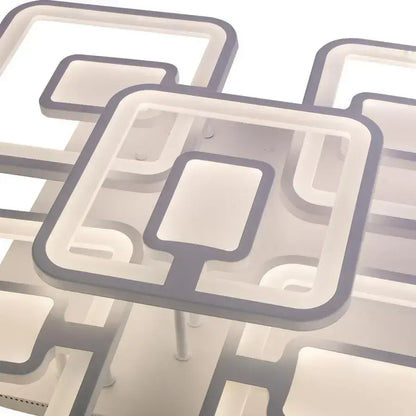 Lustra LED cu telecomanda FELIX 107W, 5 Patrate, lumina Rece/Calda/Neutra, Dimabila, Alb