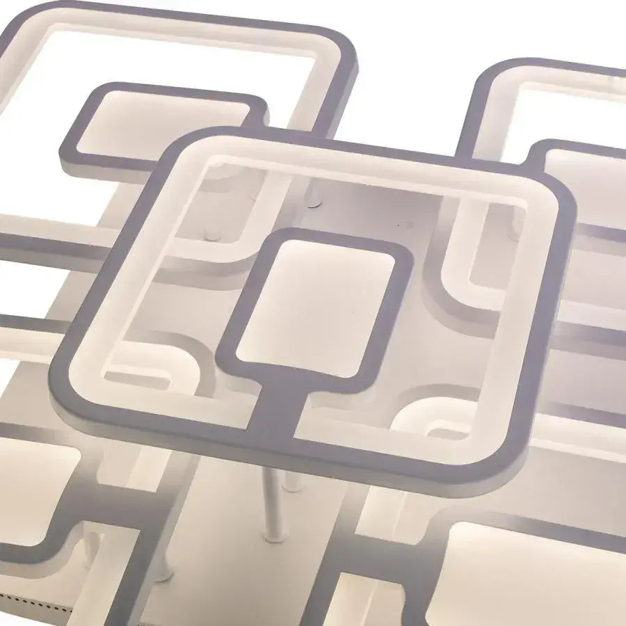 Lustra LED cu telecomanda FELIX 107W, 5 Patrate, lumina Rece/Calda/Neutra, Dimabila, Alb