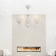 Lustra VINTAGE, tip Pendul cu brate, COTTAGE, Circulara, 3xE27, Sticla si Metal, Alb