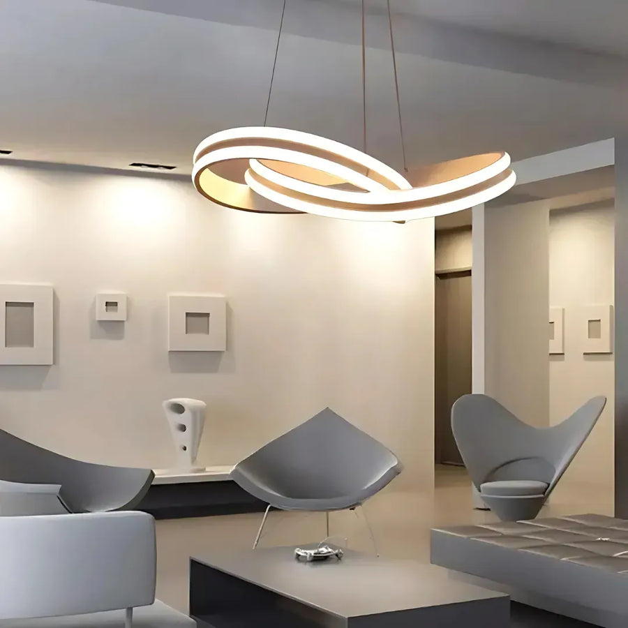 Lustra LED suspendata cu telecomanda  INFINITY LOOP 120W,  lumina Rece/Calda/Neutra, Dimabila, Alb, Inaltime Reglabila