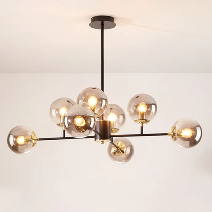 Lustra Jermija cu Abajur, 8x E27,  Auriu Negru