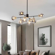 Lustra Jermija cu Abajur, 8x E27,  Auriu Negru