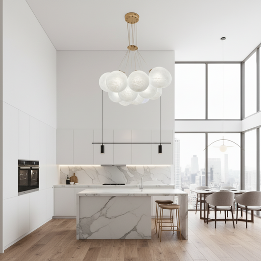 Lustra MODERNA LOFT Bagliore, Glob, 9xE27, Inaltime Reglabila, Auriu