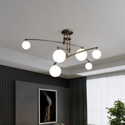 Lustra cu Abajur Rotund, PENTHOUSE Dome, 6x G9, Negru, Metal