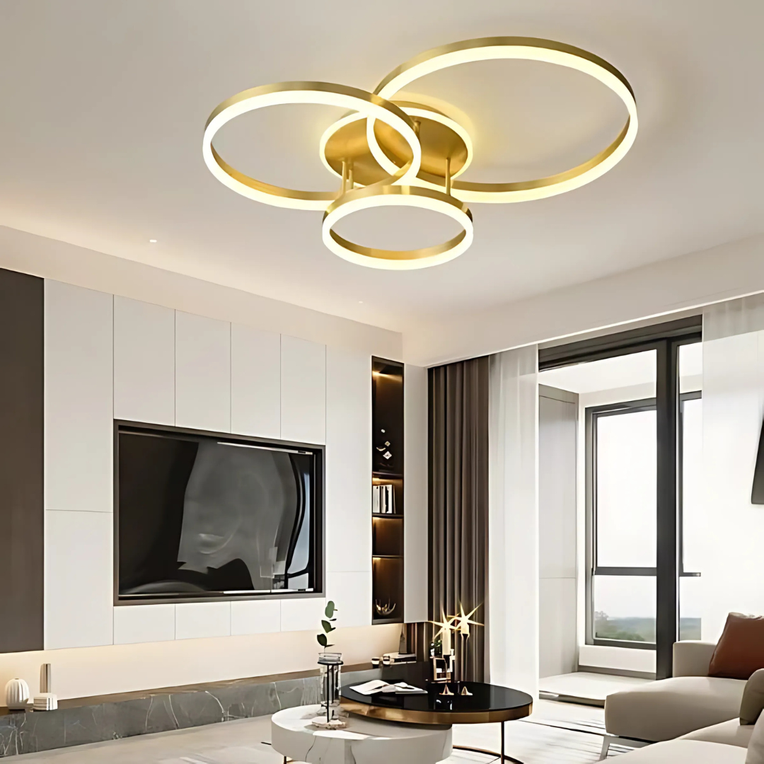 Lustra LED cu telecomanda RIGA LILITH 68W, 3 Cercuri, lumina Rece/Cald ...