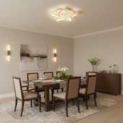 Lustra LED cu telecomanda LOTUS 54W, 5 Petale, lumina Rece/Calda/Neutra, Dimabila, Alb