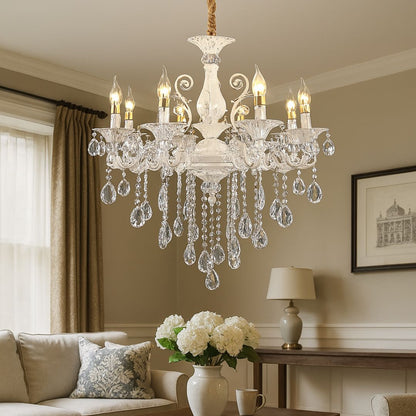 Candelabru Cristal SANSSOUCI Magno, 8xE14, Diametru 70cm, Alb