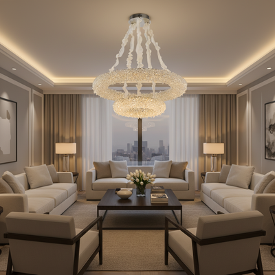 Candelabru Cristal cu Telecomanda, PRAGA Imperio, 78W, Diametru 71cm, Lumina Rece/Calda/Neutra, Auriu, Inaltime Reglabila
