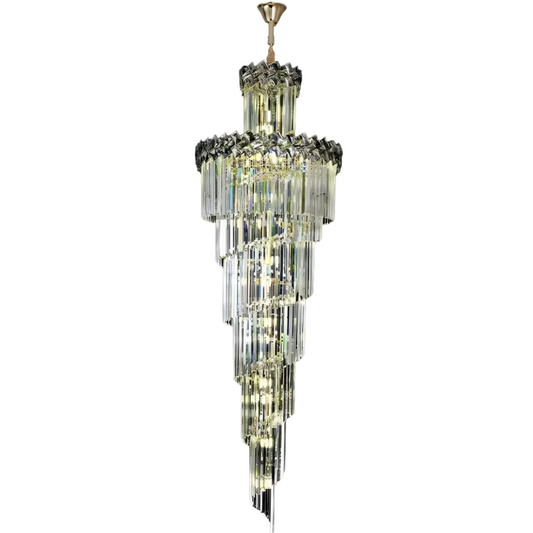 Candelabru Cristal WINDSOR Ascendere, 26xE14, Diametru 60cm, Crom lucios, Inaltime Reglabila