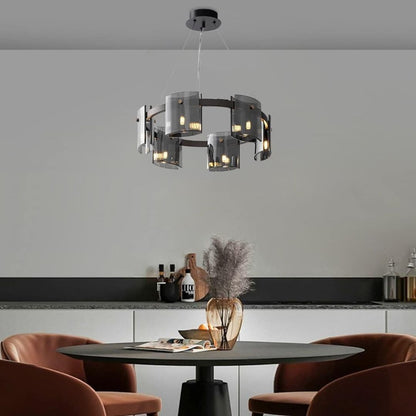 Candelabru Modern, Valmontreux Largo, 6xG9, Diametru 60cm, Negru, Inaltime Reglabila