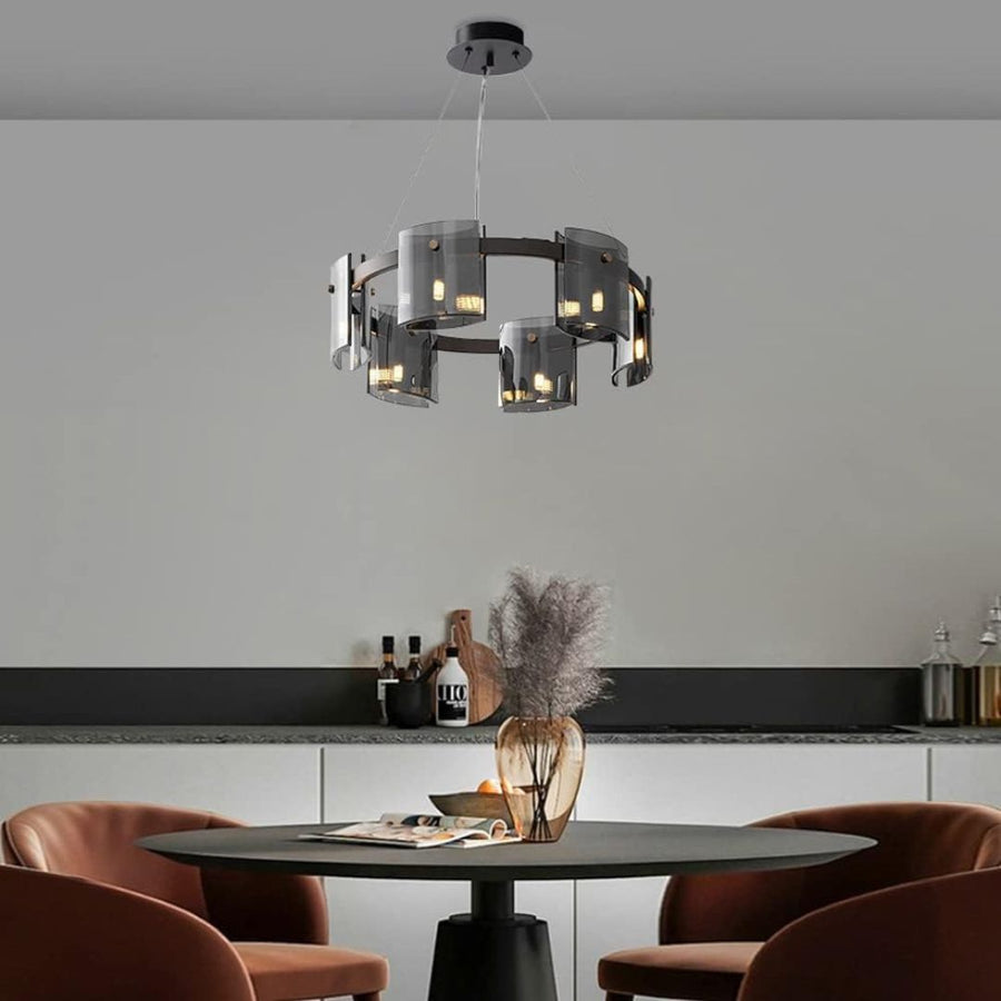 Candelabru Modern, Valmontreux Largo, 6xG9, Diametru 60cm, Negru, Inaltime Reglabila