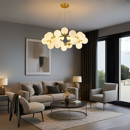 Lustra LOFT Chamber, 25x G9, Alb Auriu, Metal, Inaltime Reglabila, Modern