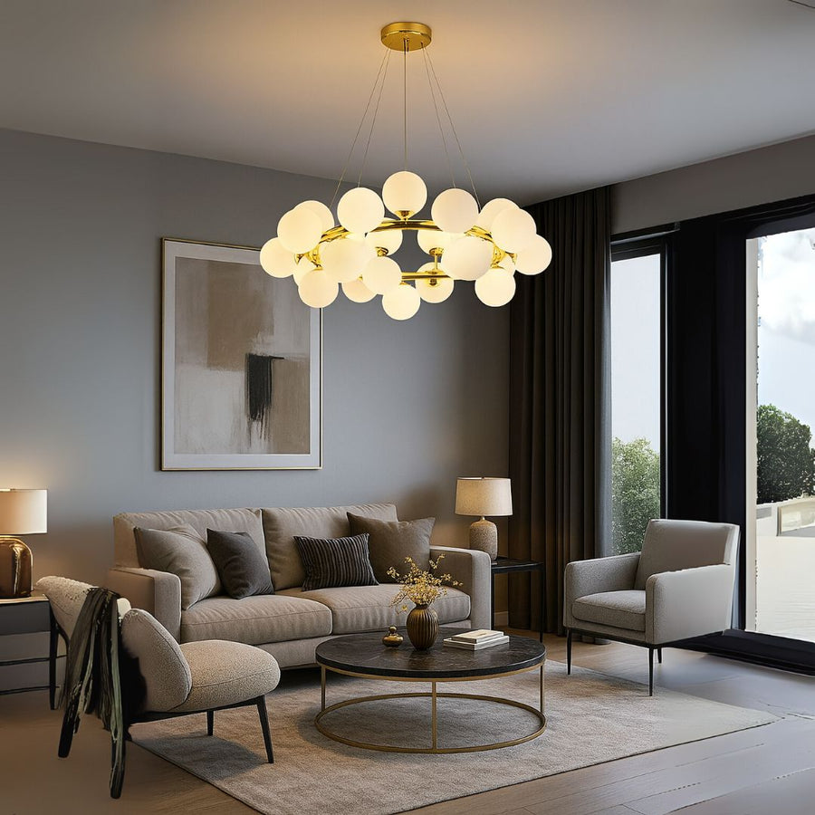 Lustra LOFT Chamber, 25x G9, Alb Auriu, Metal, Inaltime Reglabila, Modern