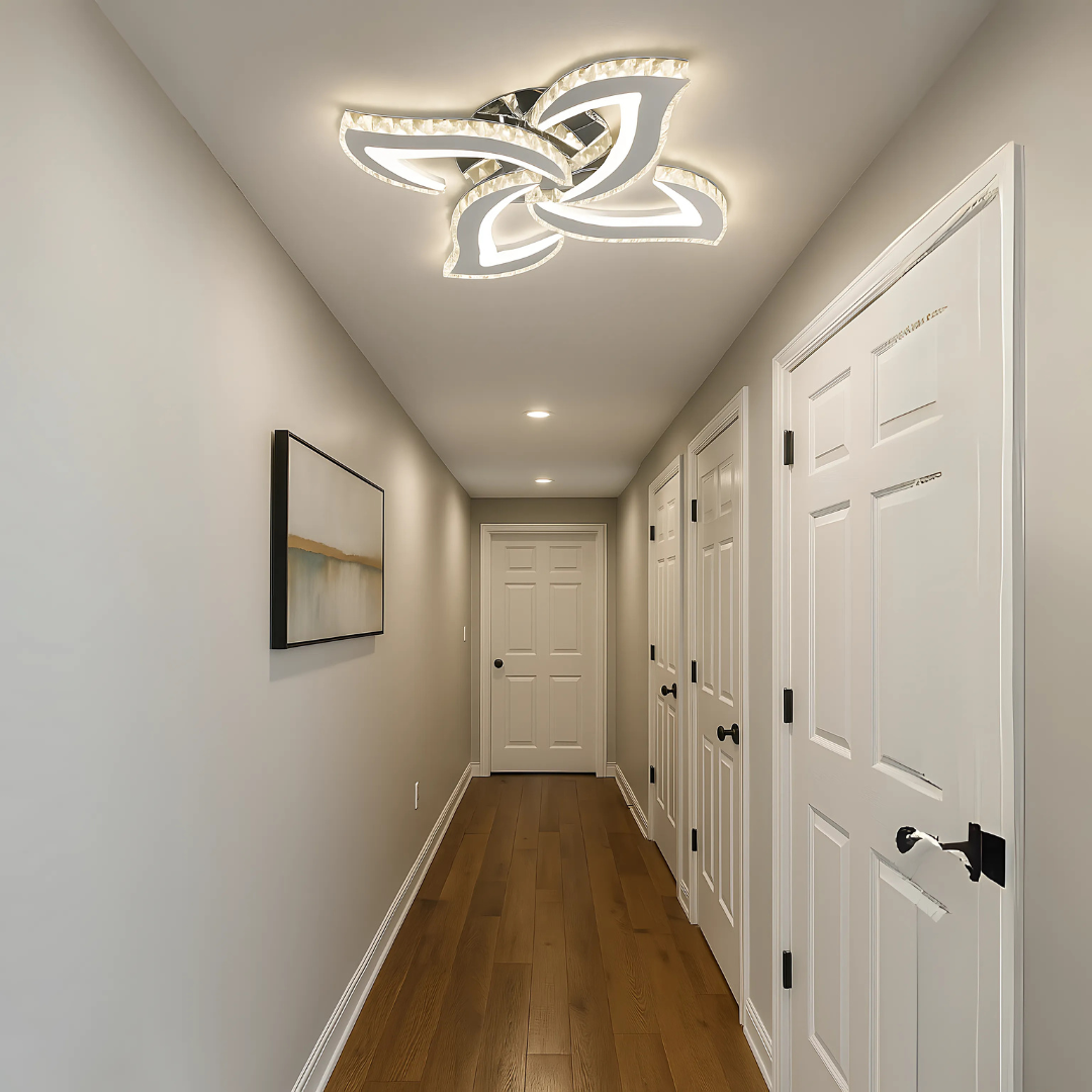 Lustra LED Alejandro cu Telecomanda, 73W, 4 Flori, Lumina Dimabila Rec ...