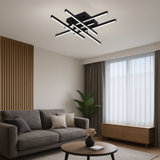 Lustra LED cu Telecomanda LINEX, 81W, 6 Elemente, Liniara, lumina Rece/Calda/Neutra, Dimabila, Negru