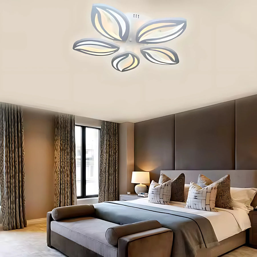 Lustra LED cu telecomanda ORCHID 65W, 5 Petale, lumina Rece/Calda/Neutra, Dimabila, Alb