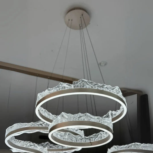 Lustra LED suspendata cu telecomanda FLAVIO 126W, lumina Rece/Calda/Neutra, Dimabila,Inaltime Reglabila, Auriu