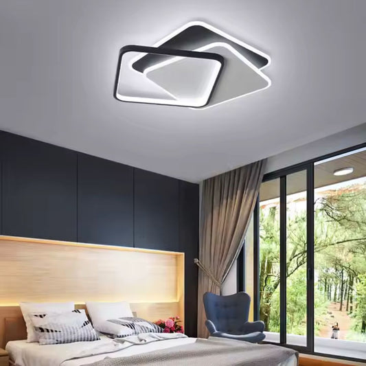 Lustra LED cu telecomanda OBLICO 120W, 3 Patrate, lumina Rece/Calda/Neutra, Dimabila, Negru