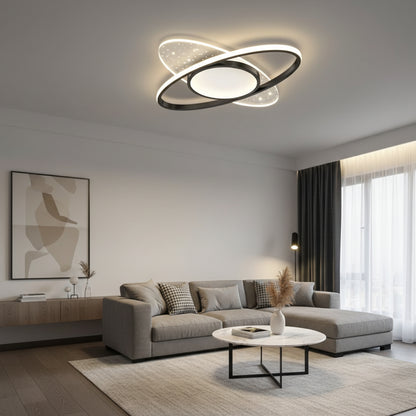 Lustra LED cu telecomanda VARIO 69W, Oval , lumina Rece/Calda/Neutra, Dimabila, Negru