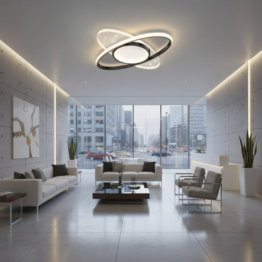 Lustra LED cu telecomanda VARIO 69W, Oval , lumina Rece/Calda/Neutra, Dimabila, Negru