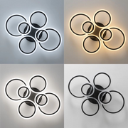 Lustra LED cu telecomanda BETTY 82W, 6 Cercuri, lumina Rece/Calda/Neutra, Dimabila, Negru