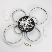 Lustra LED cu telecomanda BETTY 82W, 6 Cercuri, lumina Rece/Calda/Neutra, Dimabila, Negru