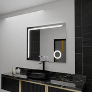 Oglinda LED Rectangulara, 100x80cm, Precision MotionGlow Marcello, Sistem Dezaburire, Ceas & Termometru, Lupa Cosmetica, Dimabila