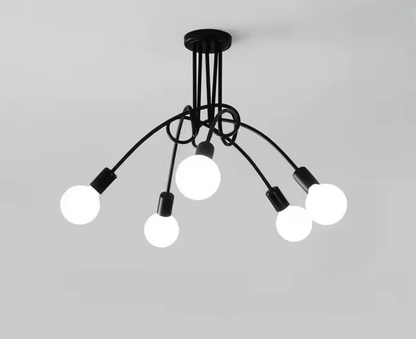 Lustra Modernist Penta 5, 5x E27, Negru, Design Modern