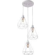 Lustra Forma Diamant, STRUKTUR, 3xE27, Alb, Metal